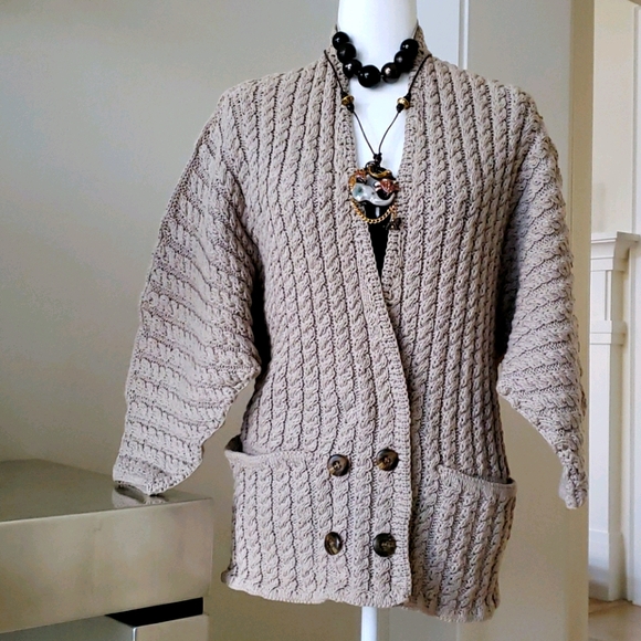 🔥HP🔥HANDCRAFTED Cardigan/Blazer Jacket, Tan, SZ S, - Picture 2 of 13